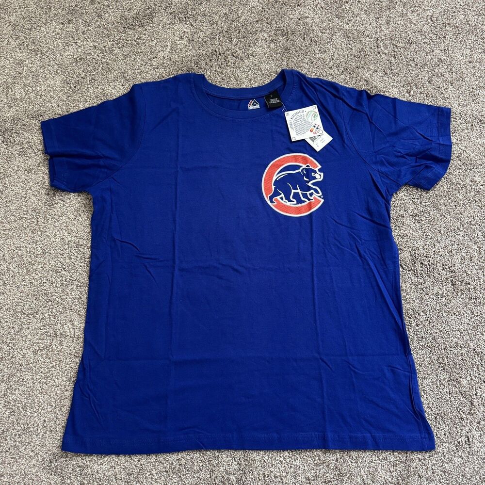 MLB CHICAGO CUBS Baseball Majestic Blue Short Sleeve T-Shirt Size Large Plus NWT